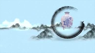 4K中国风水墨青花瓷片头视频的预览图